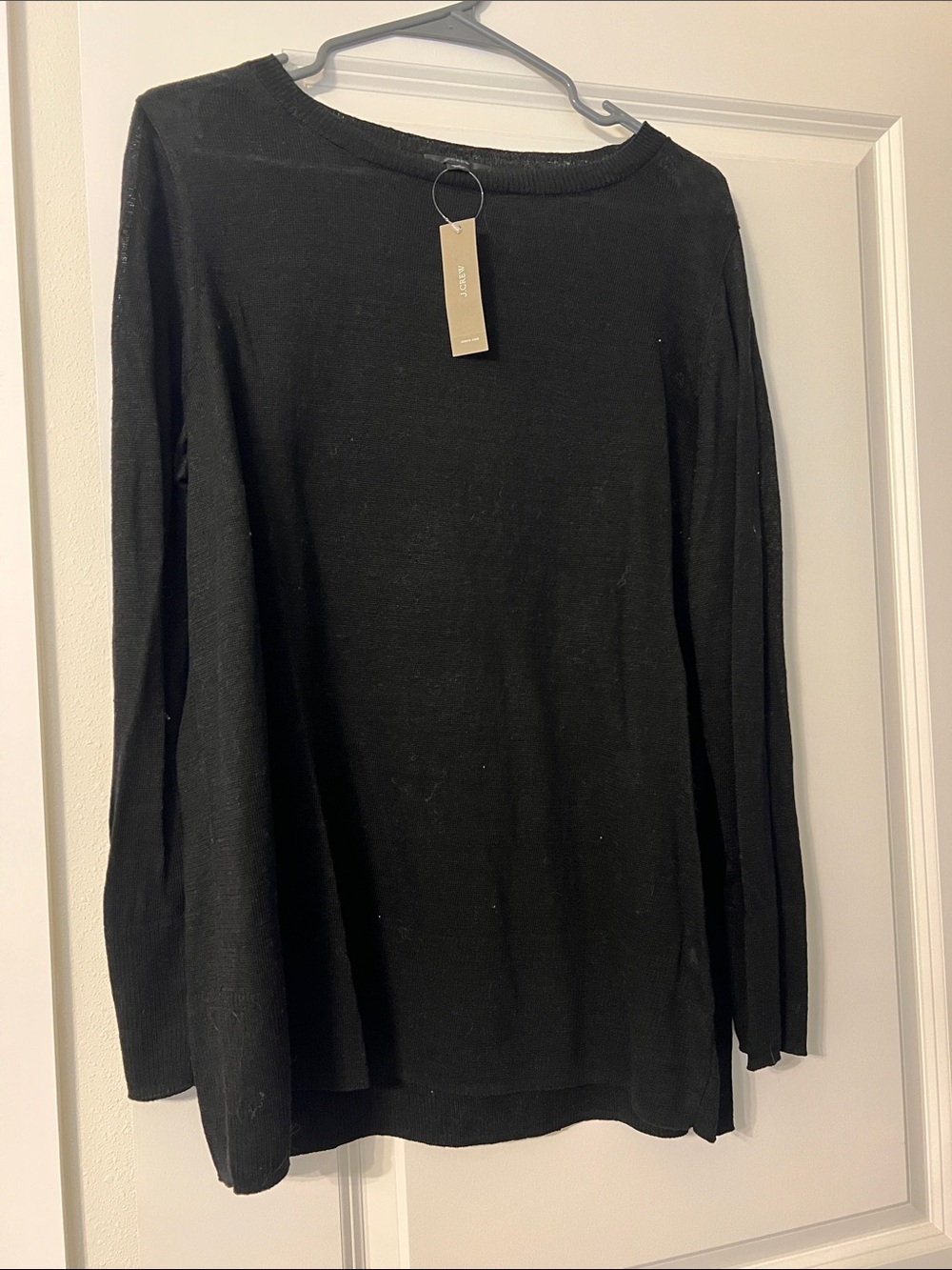 J. Crew Black Linen Crewneck Sweater
